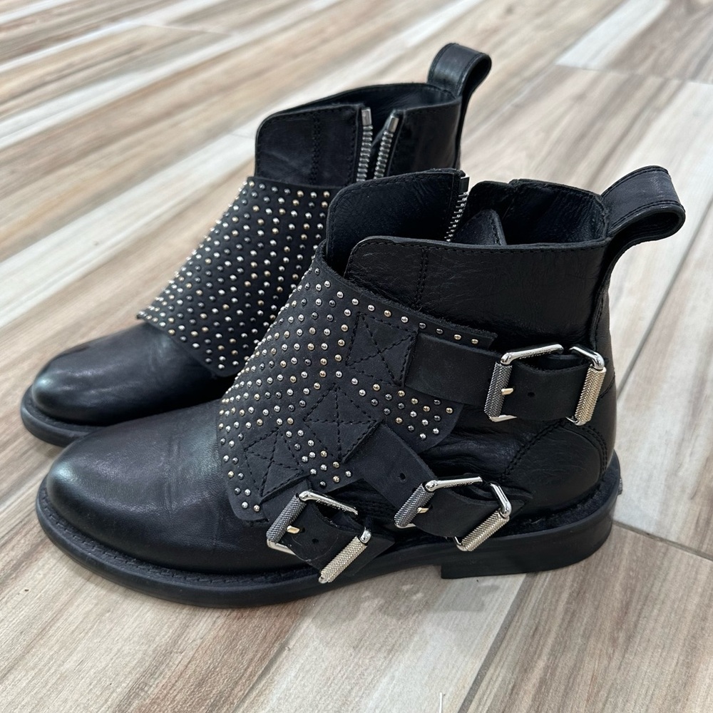 Zadig & Voltaire Black Ankle Boots with Silver Studs